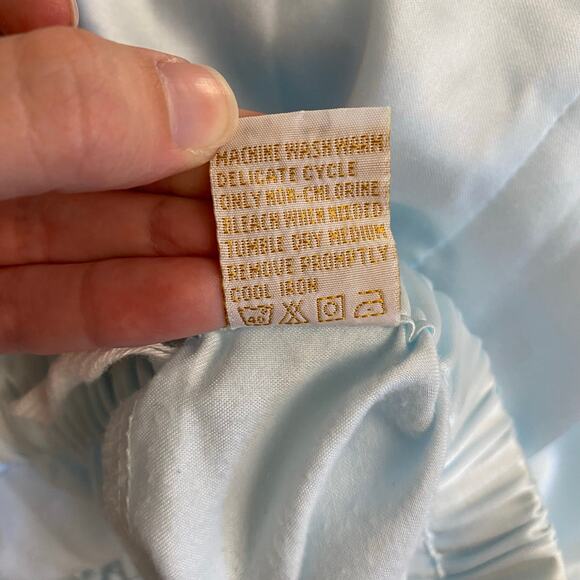 Vintage Barbizon Cuddleskin Pajama Set XL Blue Satin Lace Floral Embroidered‎ - Picture 14 of 16